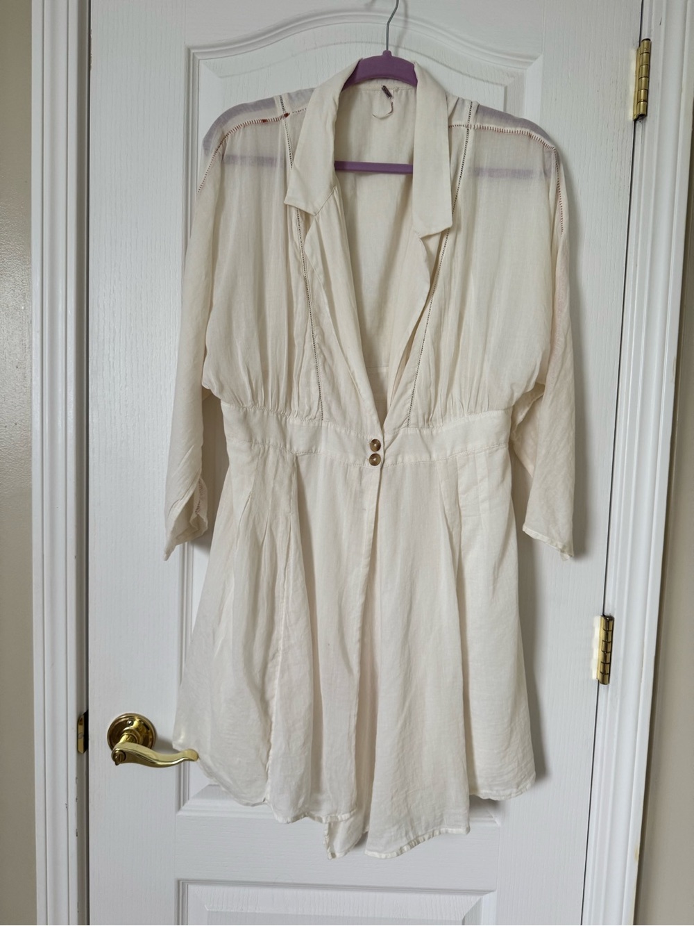 Free People Ivory Cotton Mini Dress Cover Up Size Large